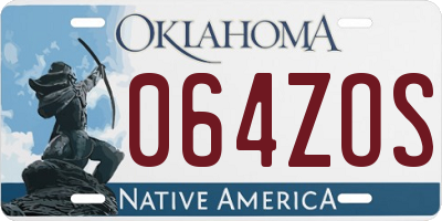 OK license plate 064ZOS