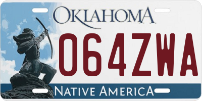 OK license plate 064ZWA