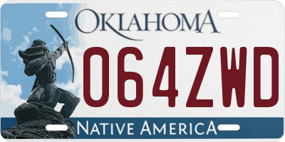 OK license plate 064ZWD