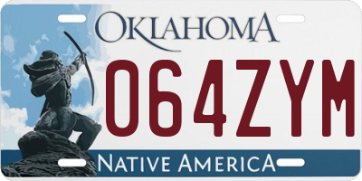 OK license plate 064ZYM