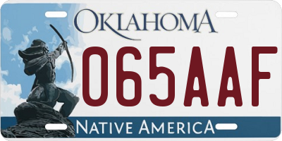 OK license plate 065AAF