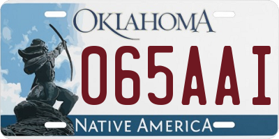 OK license plate 065AAI