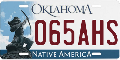 OK license plate 065AHS