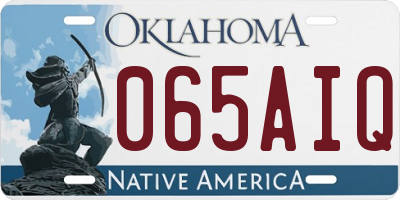 OK license plate 065AIQ