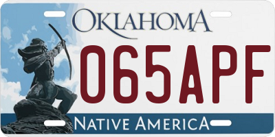 OK license plate 065APF