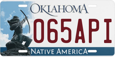 OK license plate 065API