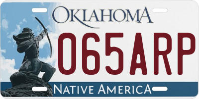OK license plate 065ARP