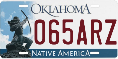 OK license plate 065ARZ