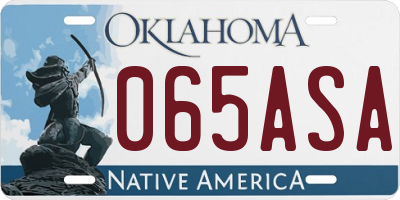 OK license plate 065ASA