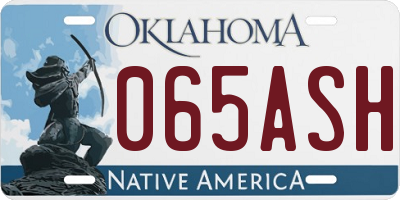 OK license plate 065ASH