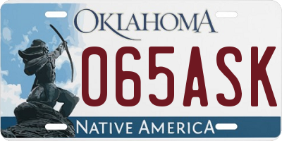 OK license plate 065ASK