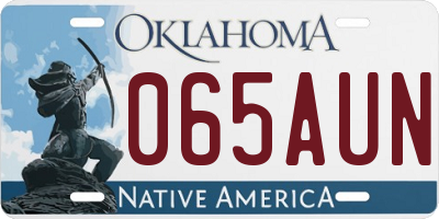 OK license plate 065AUN