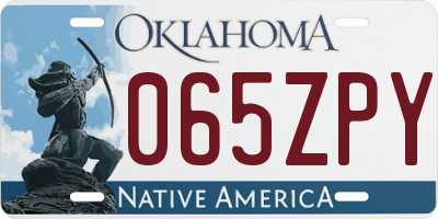 OK license plate 065ZPY
