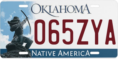 OK license plate 065ZYA
