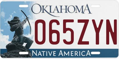 OK license plate 065ZYN