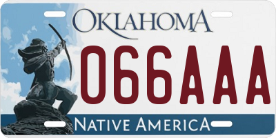 OK license plate 066AAA