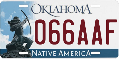 OK license plate 066AAF