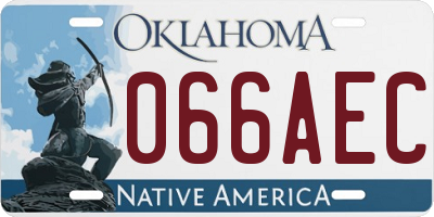 OK license plate 066AEC