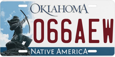 OK license plate 066AEW