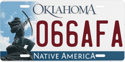 OK license plate 066AFA