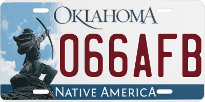 OK license plate 066AFB