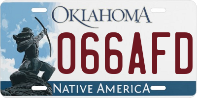 OK license plate 066AFD