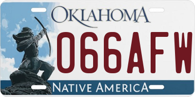 OK license plate 066AFW