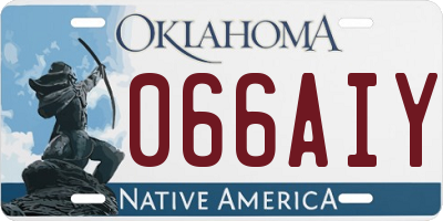 OK license plate 066AIY