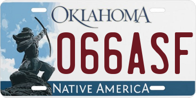 OK license plate 066ASF