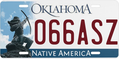 OK license plate 066ASZ