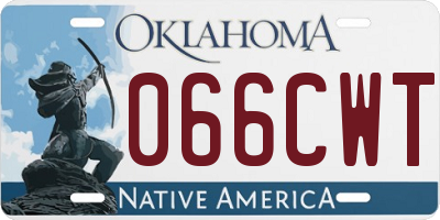 OK license plate 066CWT