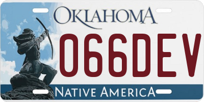 OK license plate 066DEV
