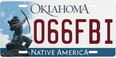 OK license plate 066FBI