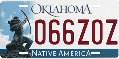 OK license plate 066ZOZ