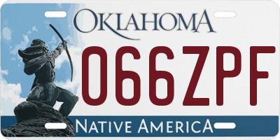OK license plate 066ZPF