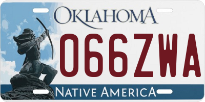 OK license plate 066ZWA