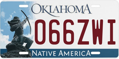 OK license plate 066ZWI
