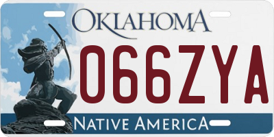 OK license plate 066ZYA