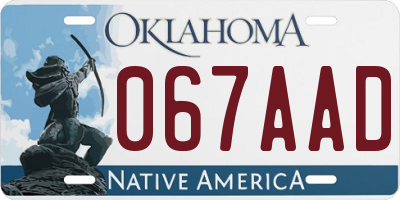 OK license plate 067AAD