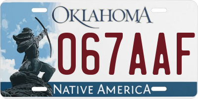 OK license plate 067AAF