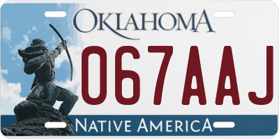 OK license plate 067AAJ