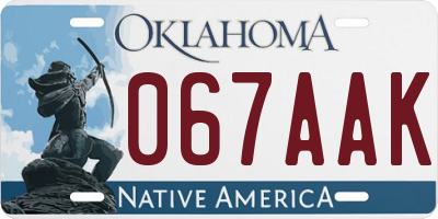 OK license plate 067AAK