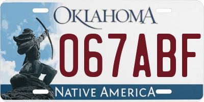 OK license plate 067ABF