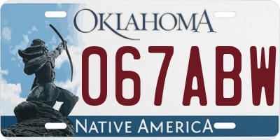 OK license plate 067ABW