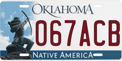 OK license plate 067ACB