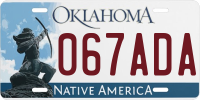 OK license plate 067ADA