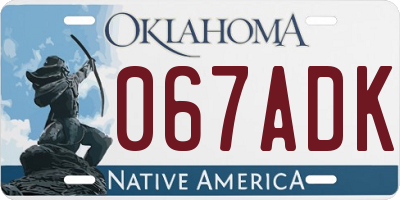 OK license plate 067ADK