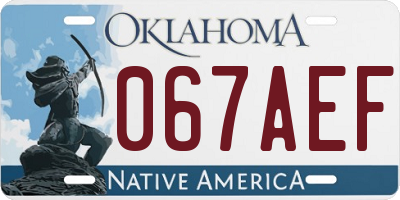 OK license plate 067AEF