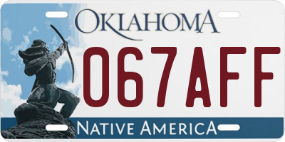 OK license plate 067AFF