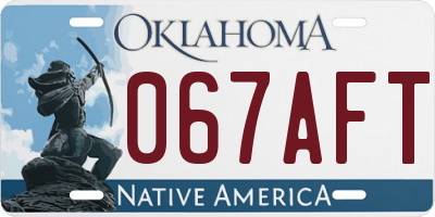 OK license plate 067AFT